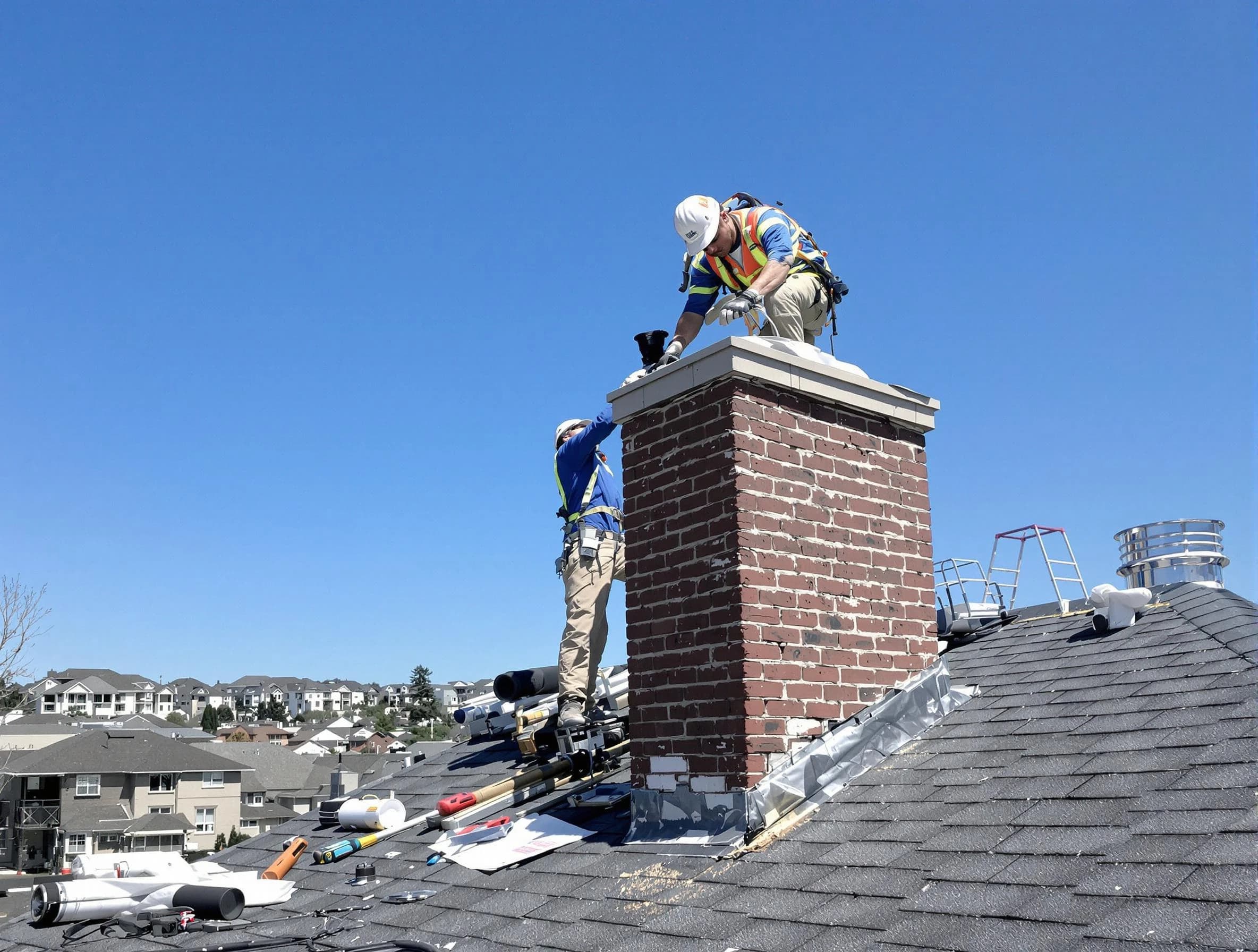 Brighton Chimney Sweep repairing a chimney crown in Brighton, PA