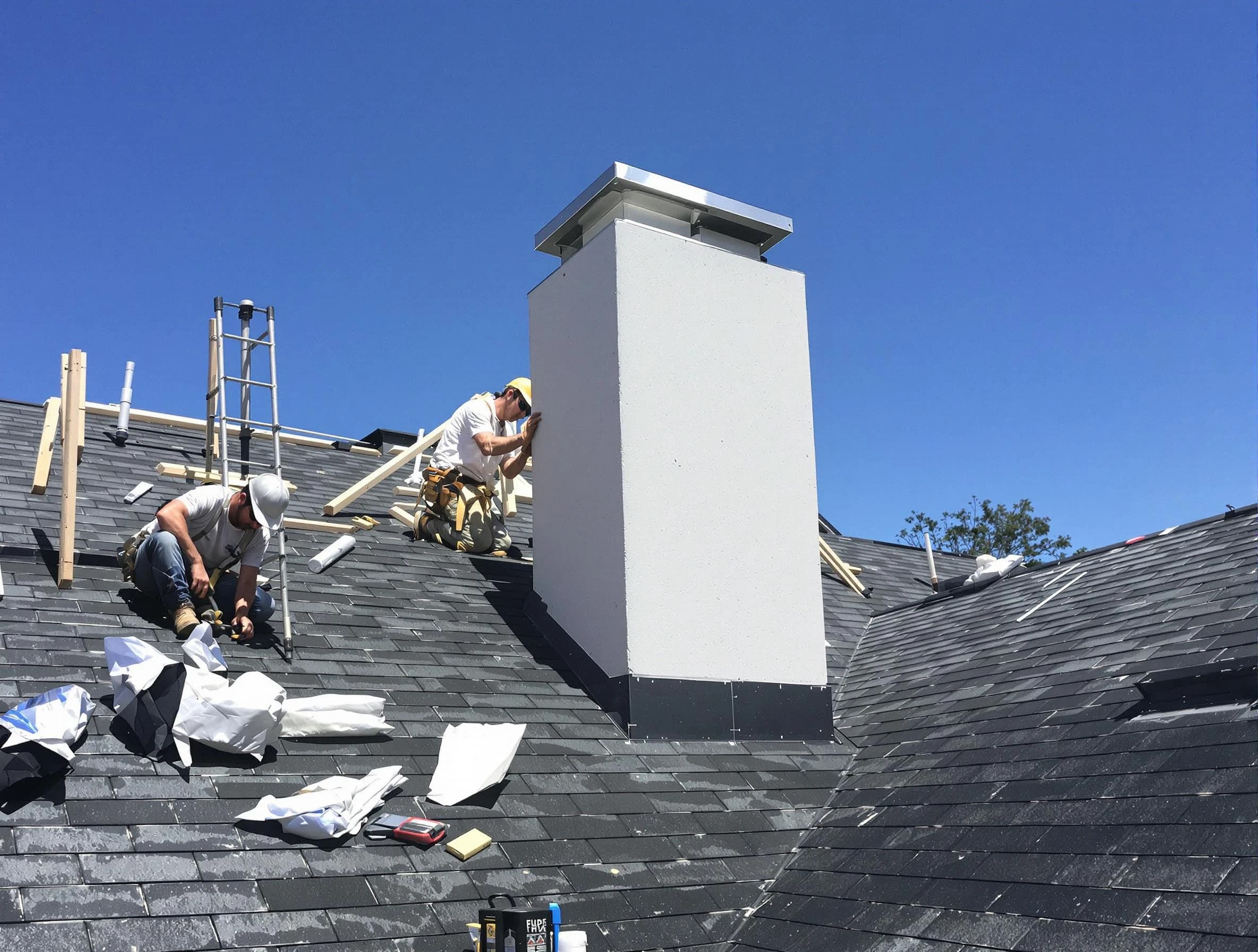 Brighton Chimney Sweep crew installing a new chimney in Brighton, PA