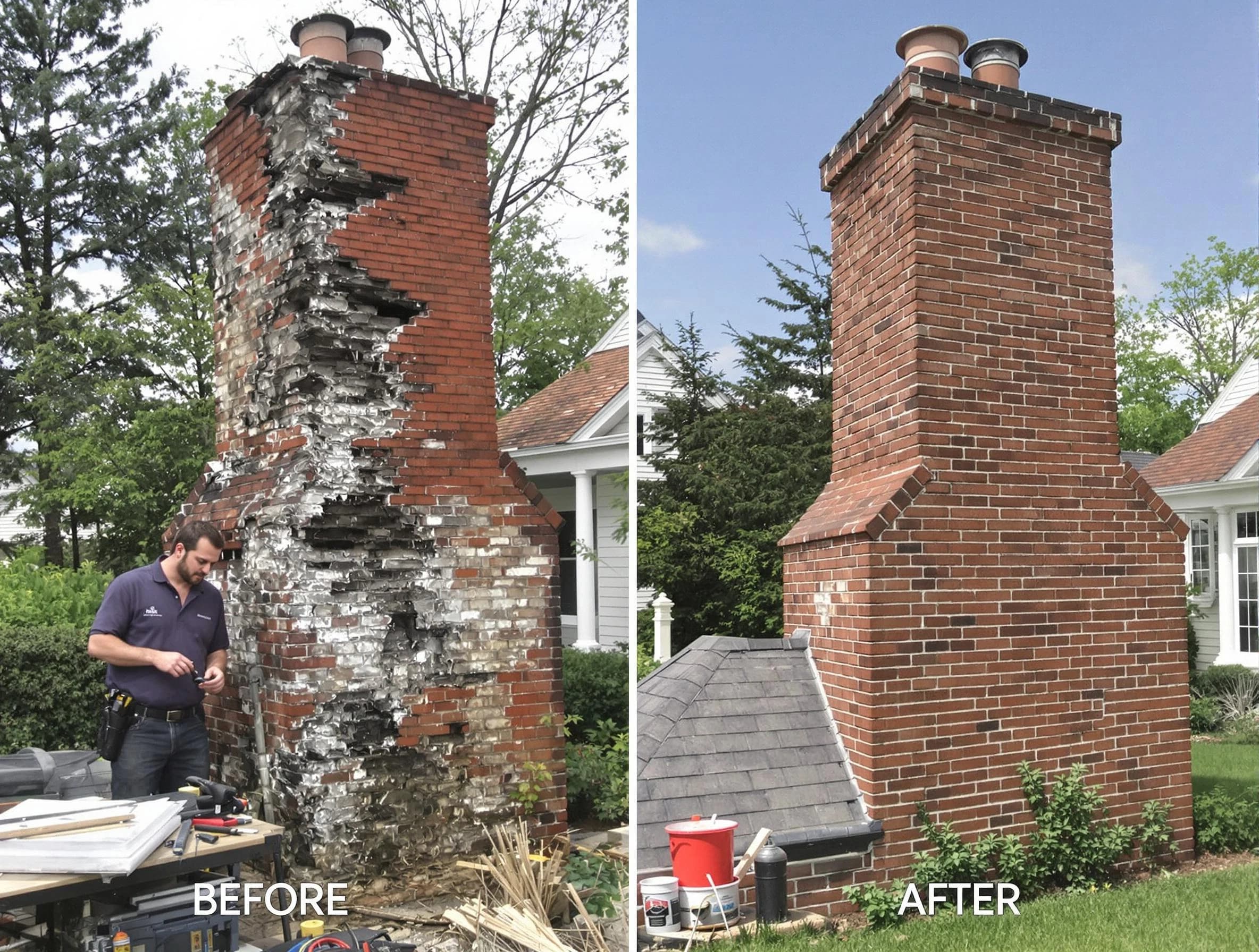 Brighton Chimney Sweep performing a full chimney restoration in Brighton, PA
