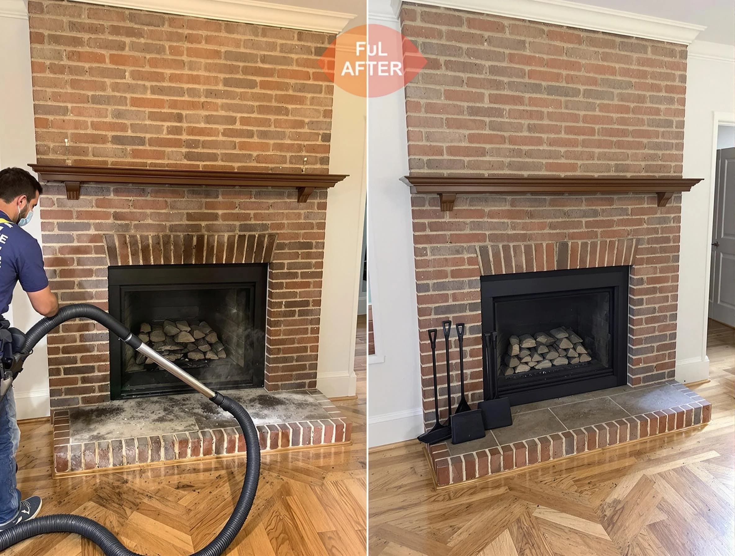 Brighton Chimney Sweep carefully sanitizing a fireplace in Brighton, PA