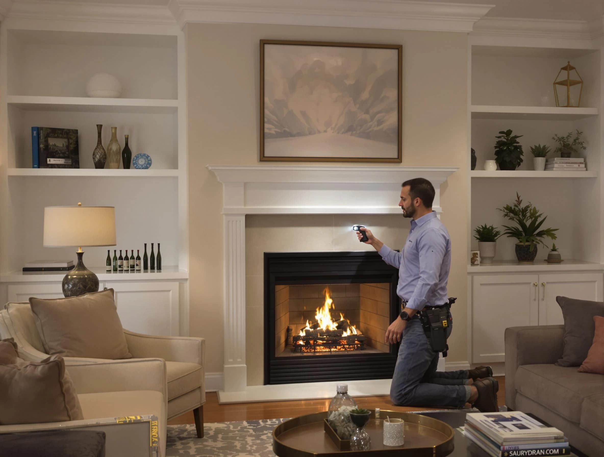 Brighton Chimney Sweep conducting a fireplace safety inspection in Brighton, PA