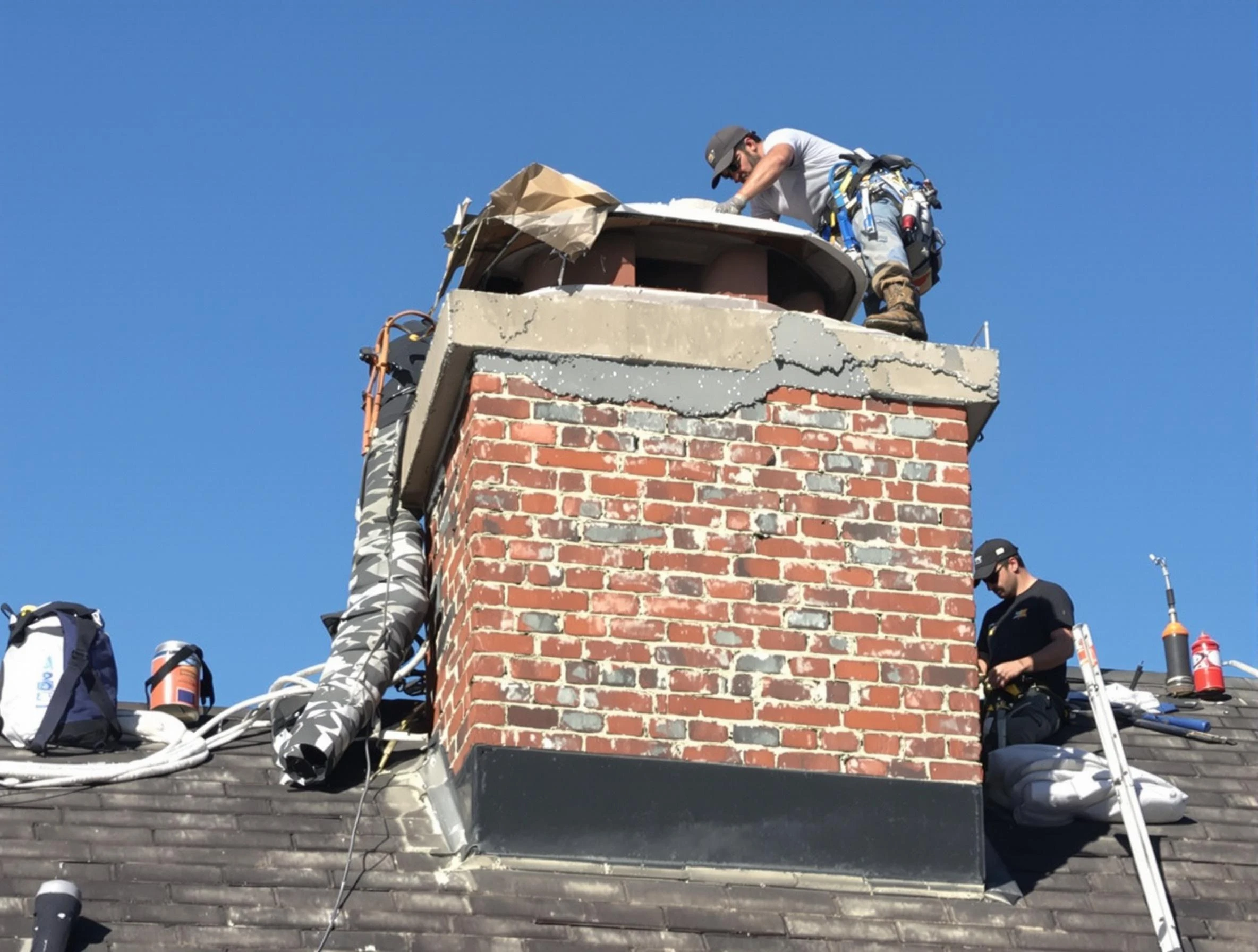 Brighton Chimney Sweep installing a custom chimney crown in Brighton, PA