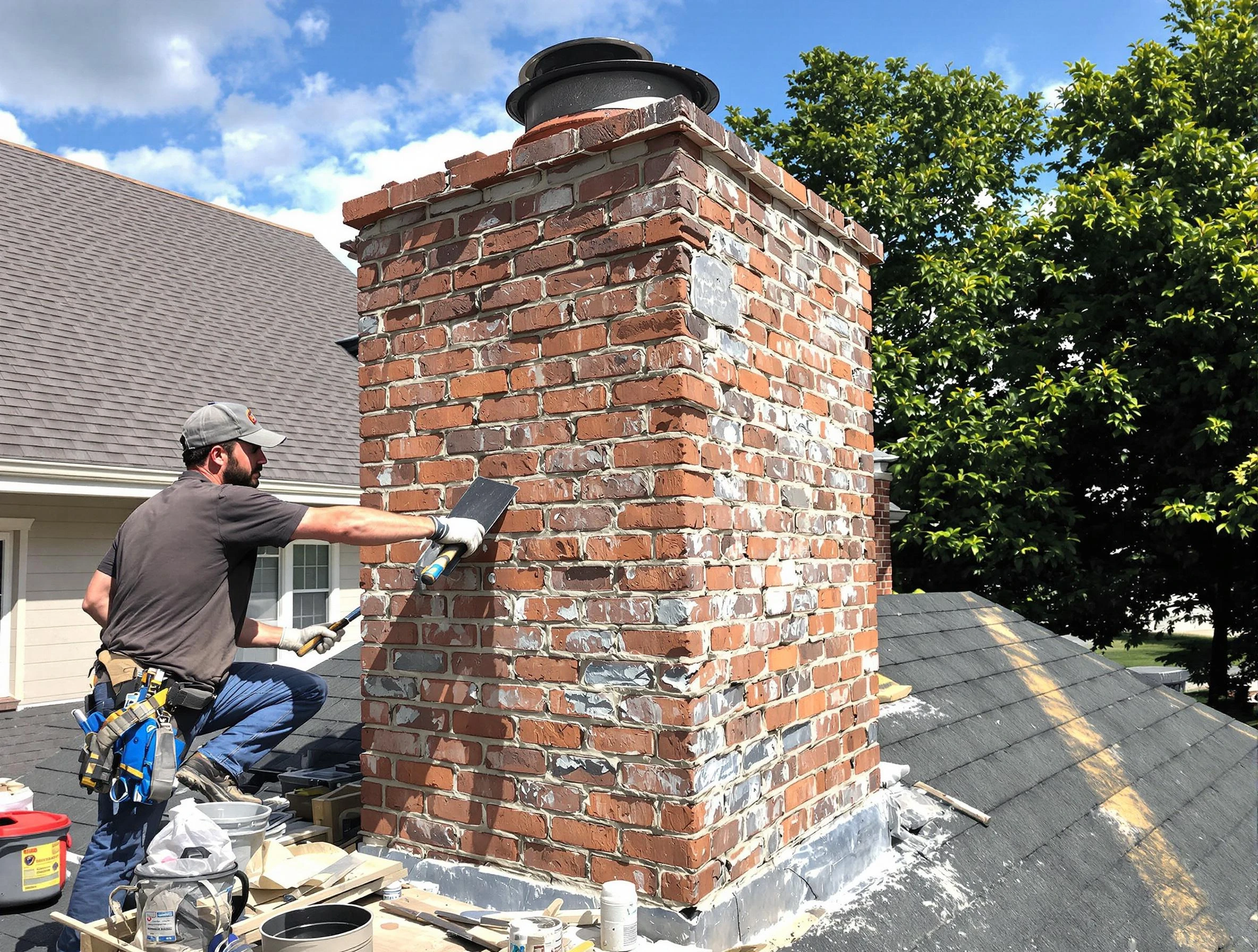 Completed chimney rebuild by Brighton Chimney Sweep in Brighton, PA