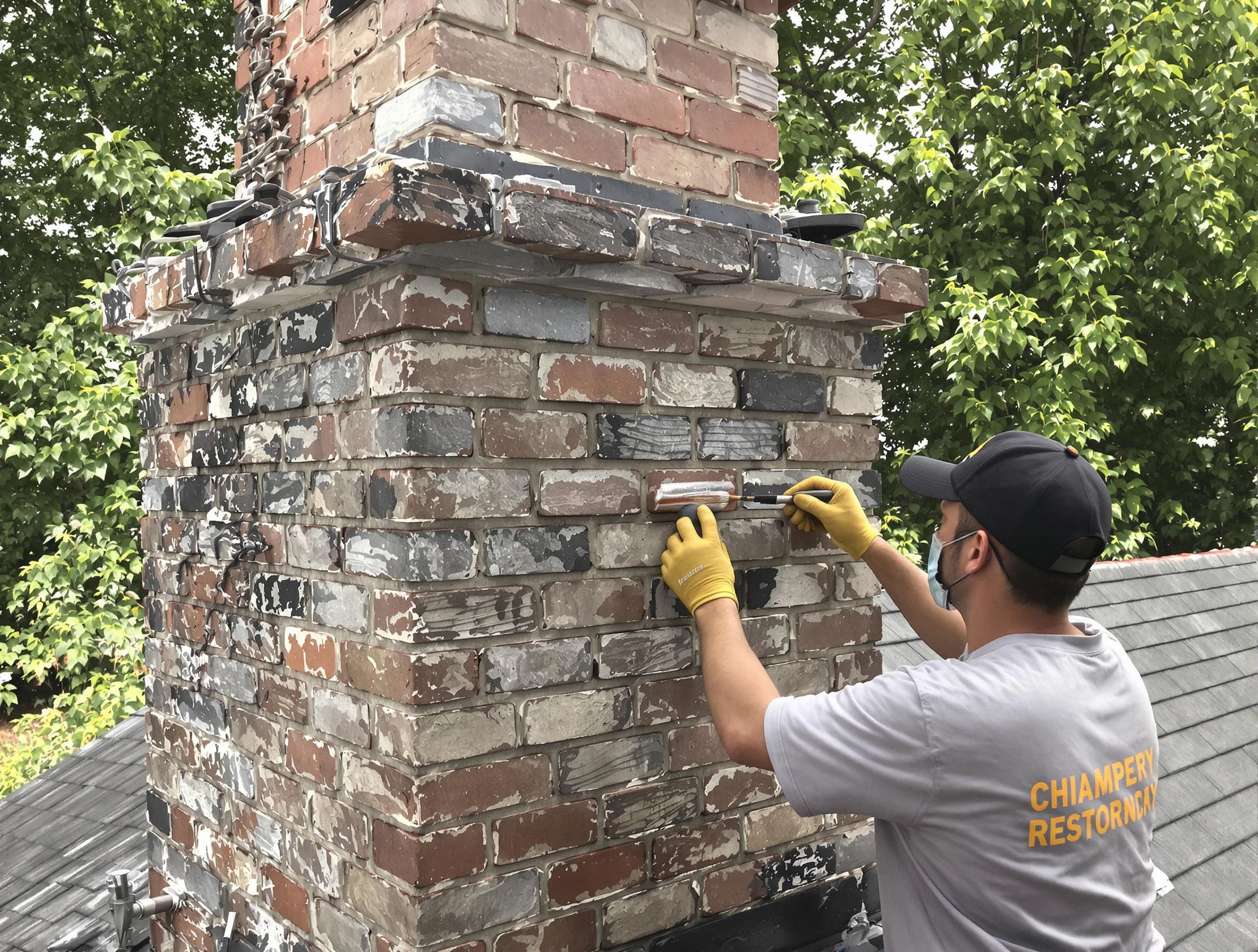 In-progress chimney restoration by Brighton Chimney Sweep in Brighton, PA