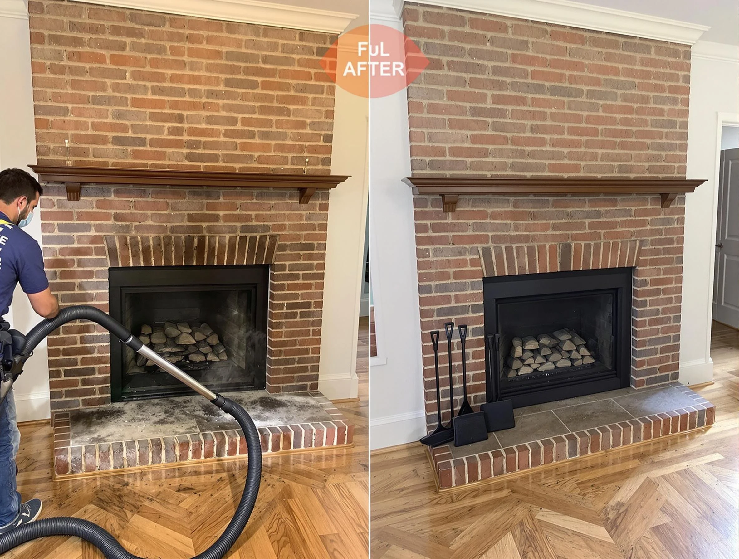 Brighton Chimney Sweep carefully sanitizing a fireplace in Brighton, PA