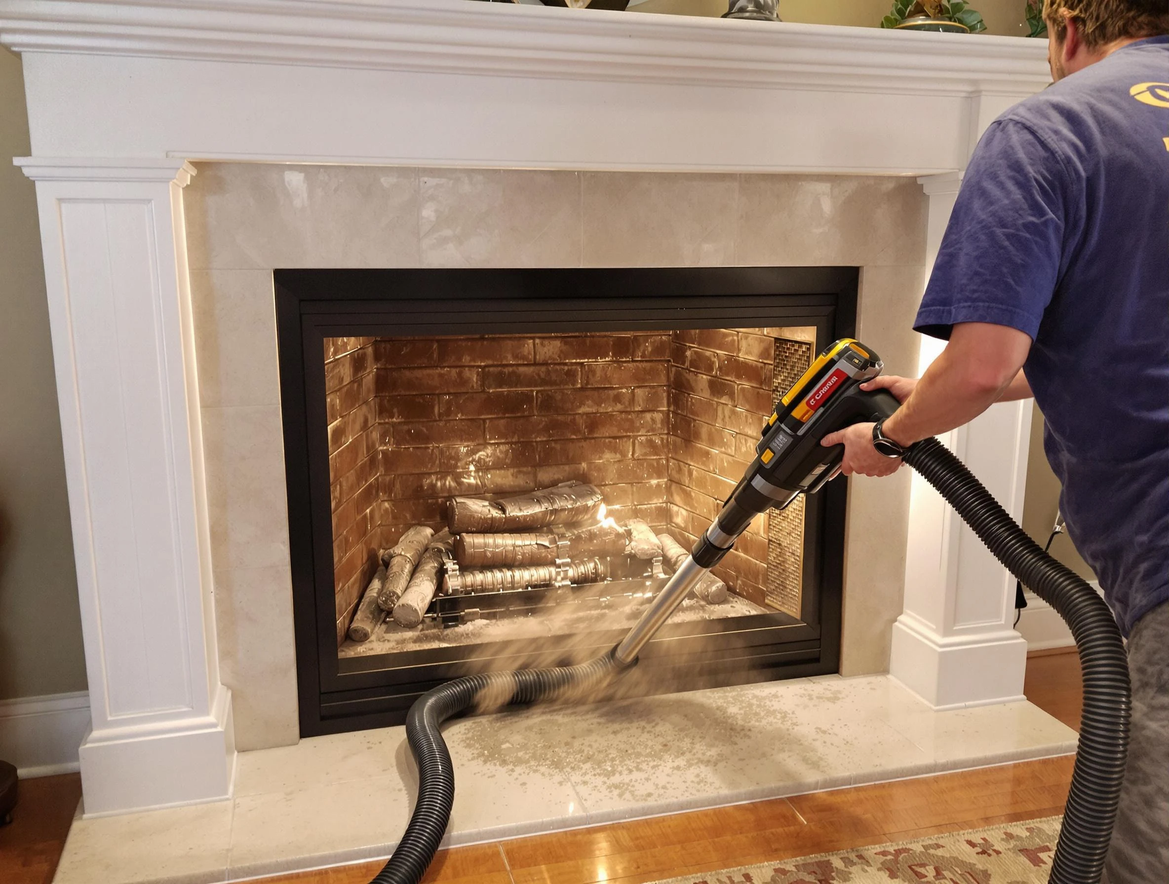 Fireplace cleaning performed by Brighton Chimney Sweep in Brighton, PA
